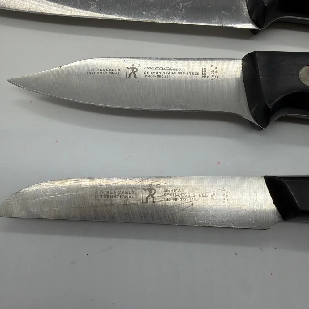 J.A. Henckels International Lot of 6 Knives Stainless Chef Paring Serrated Bread